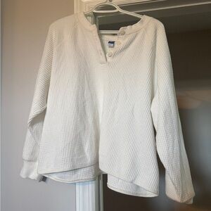 Old Navy White Waffle Knit Sweatshirt